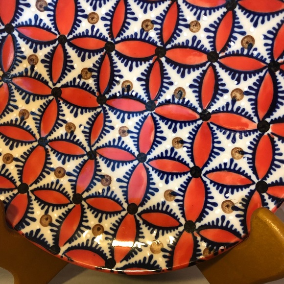 Red Patterned Decorative Plate - Picture 3 of 4